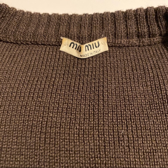 Miu Miu Brown Wool Zipper Cardigan Sweater - Picture 6 of 8